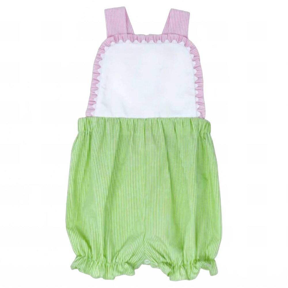 NEW LULLABY SET girls bubble onesies in green stripe